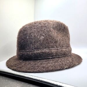 Medium Distressed Brown 100% Wool Fedora Hat